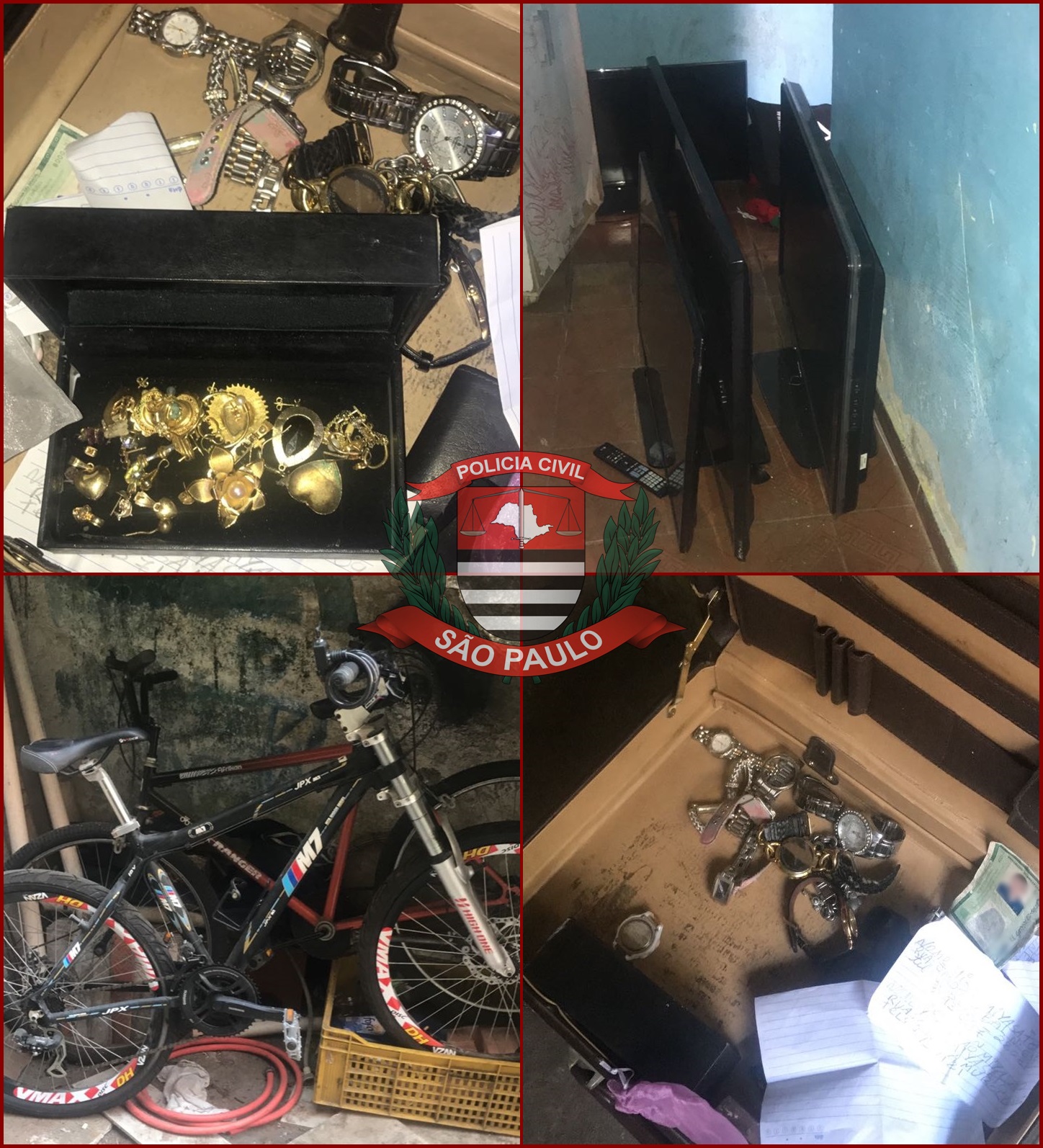 objetos apreendidos no imóvel da quadrilha